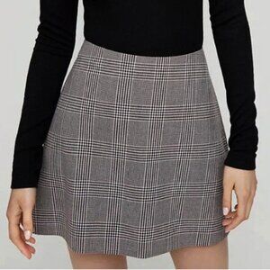 New Aritzia Wilfred Renee Wool Blend Glen Plaid Mini Skirt 10 $98